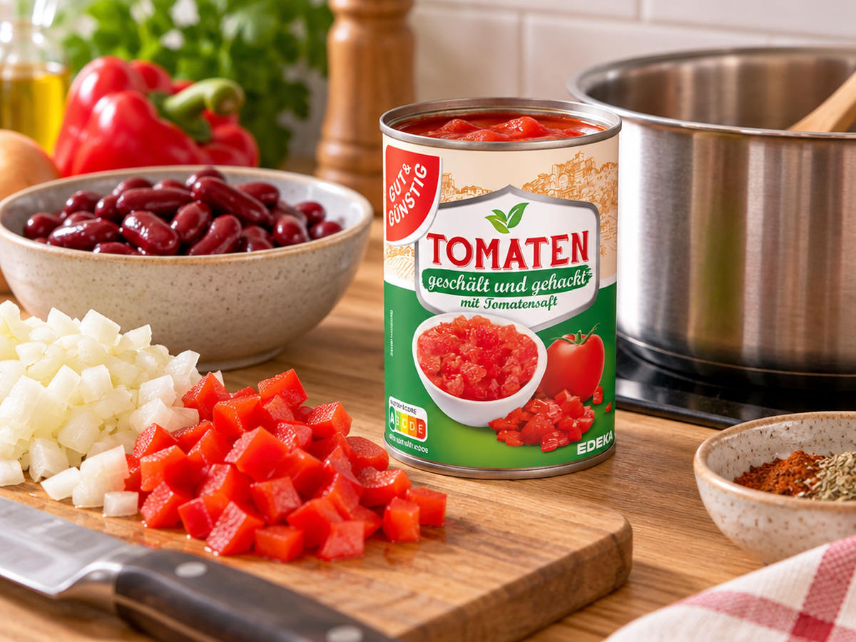 Suroviny na chilli con carne s krájenými rajčaty G&G