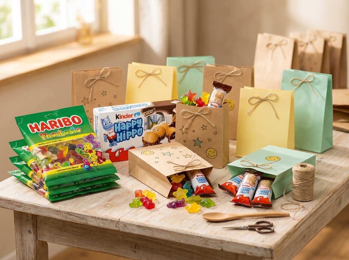 Sladký balíček ke Dni dětí doplněný o vzkaz a drobný dárek