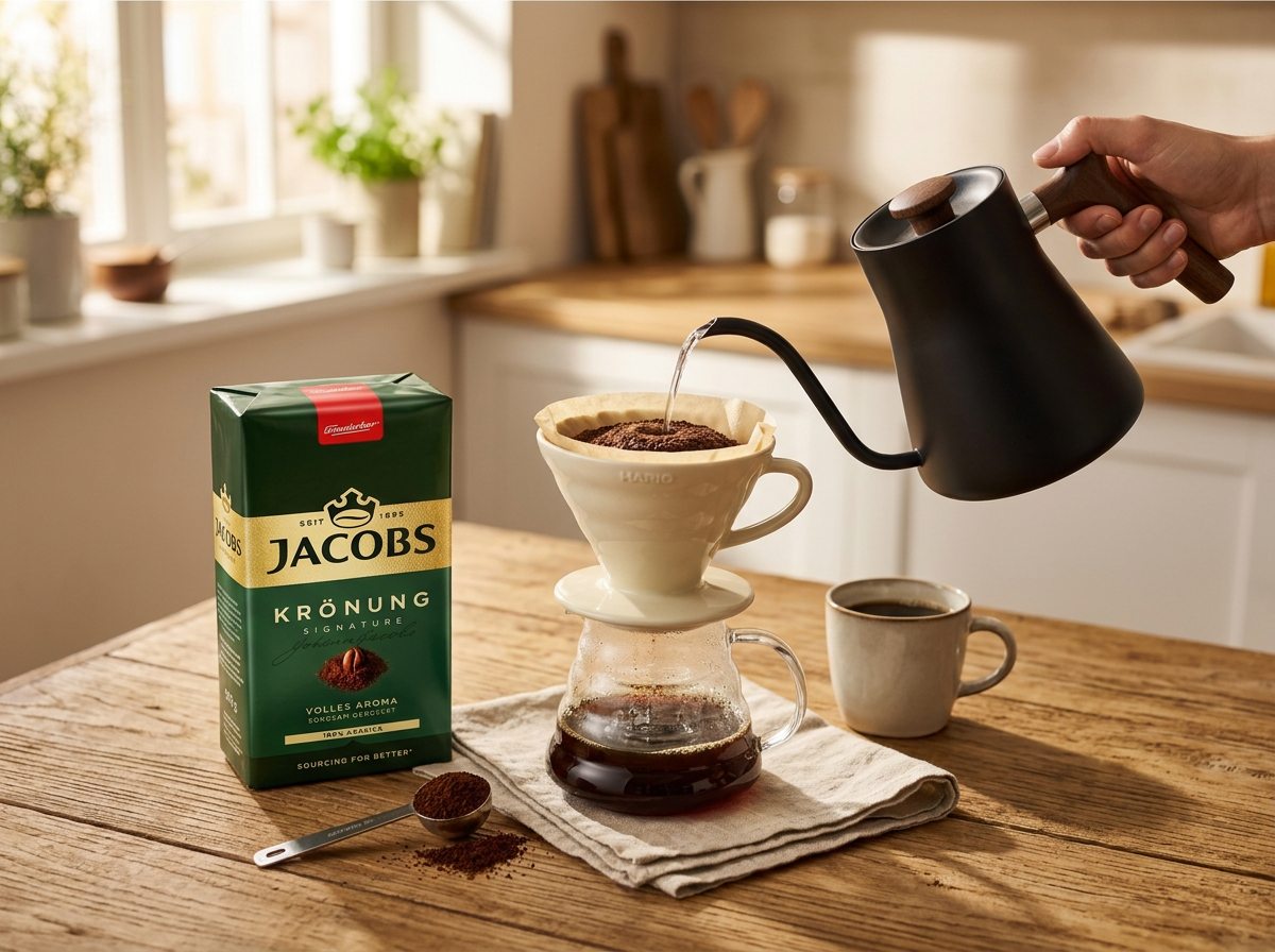 Jacobs Krönung při přípravě filtrované kávy doma