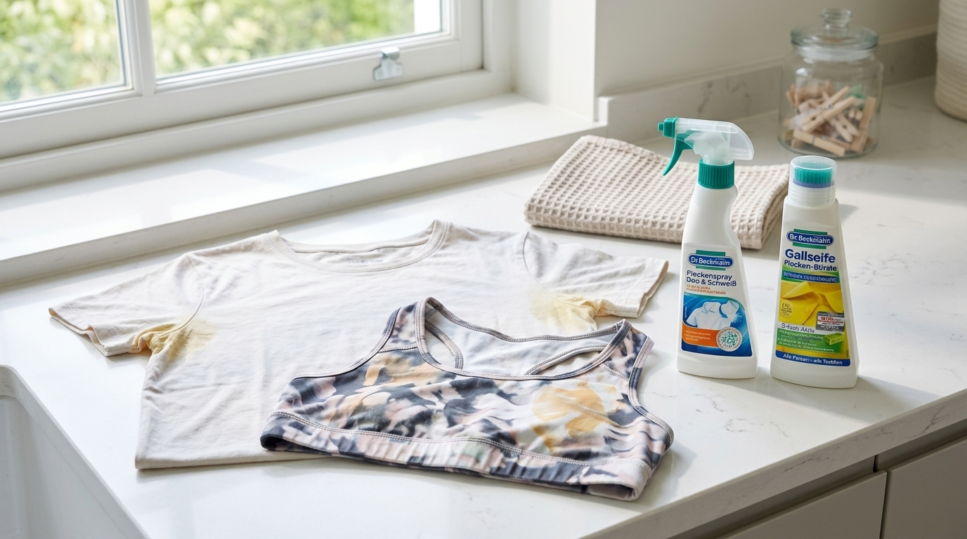 Odstraňování skvrn od potu deodorantu a opalovacího krému