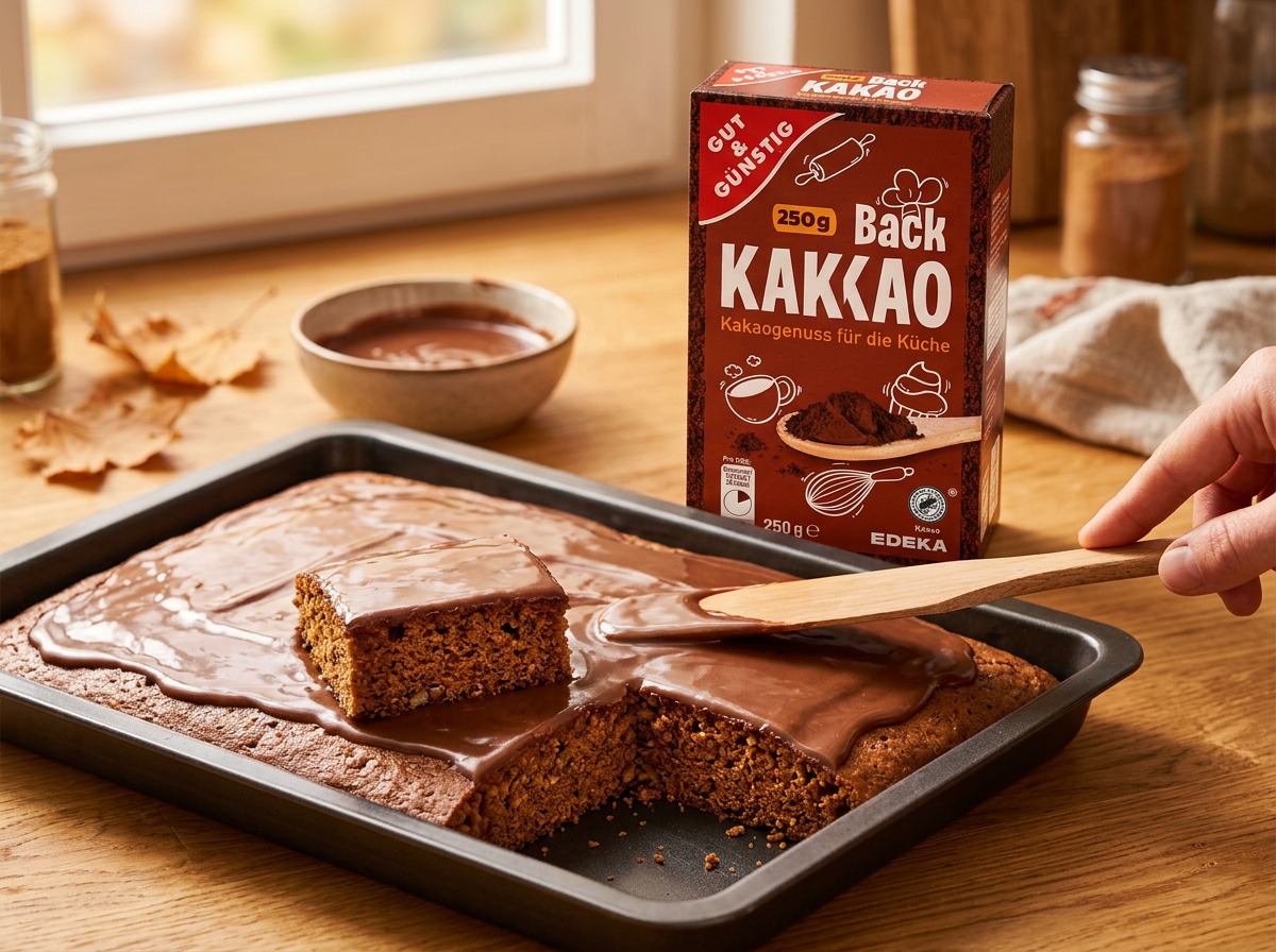 Vychladlý perník na plech s kakaovou polevou a kakaem G&G