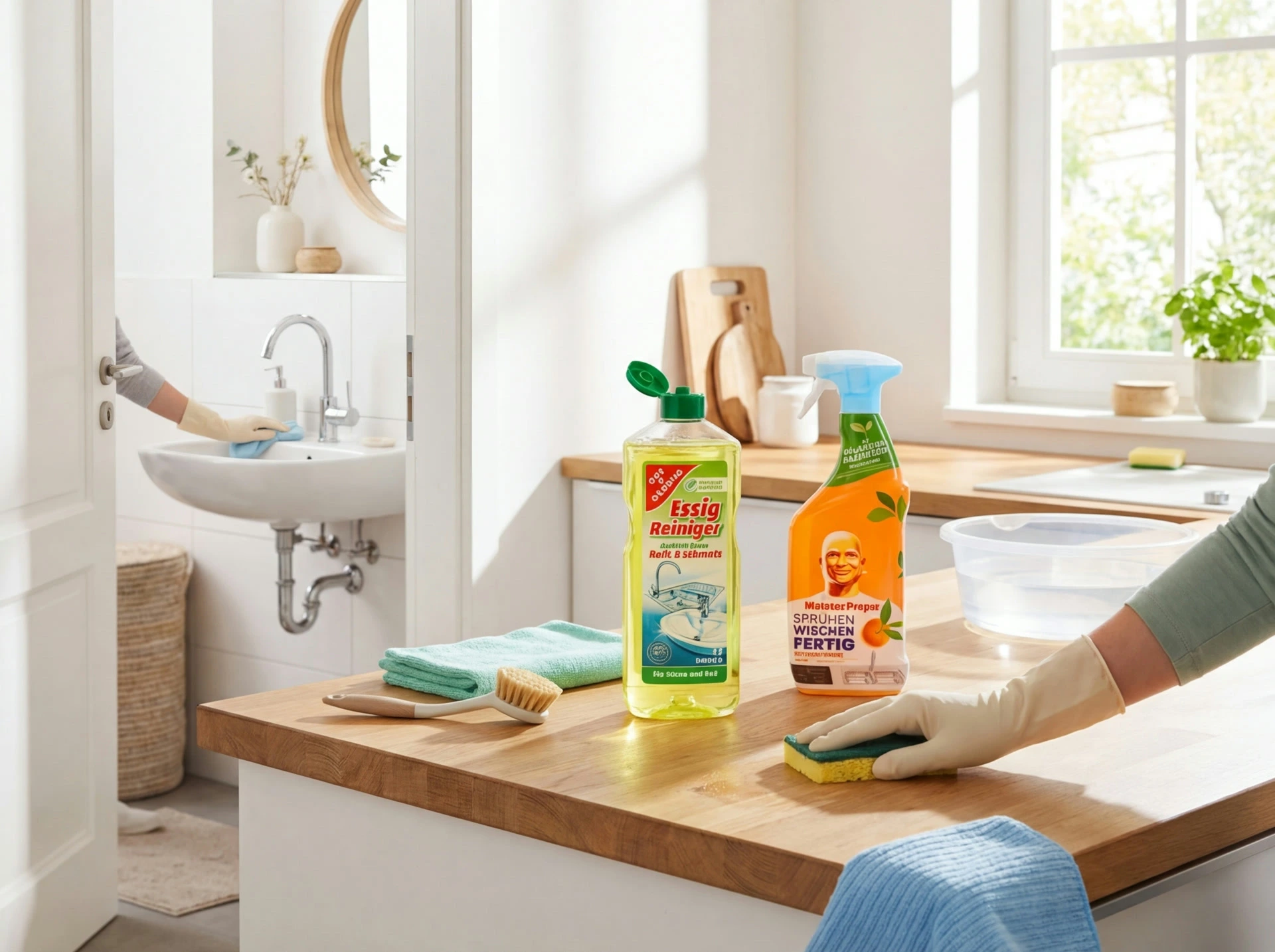 Jarní úklid kuchyně a koupelny s německými čisticími prostředky