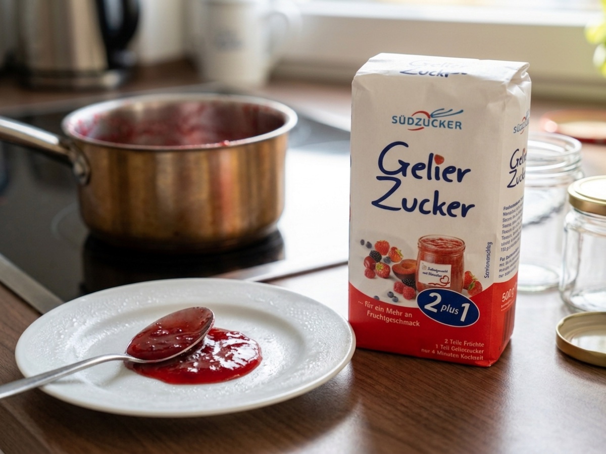 Talířková zkouška domácí marmelády se Südzucker želírovacím cukrem