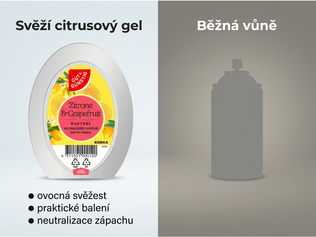 G&G vonný gel citrón a grapefruit - srovnání