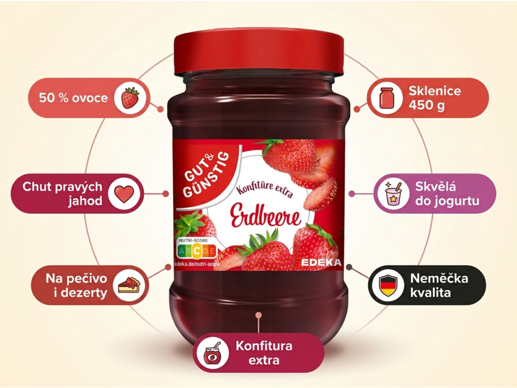 G&G jahodový džem - přehled výhod