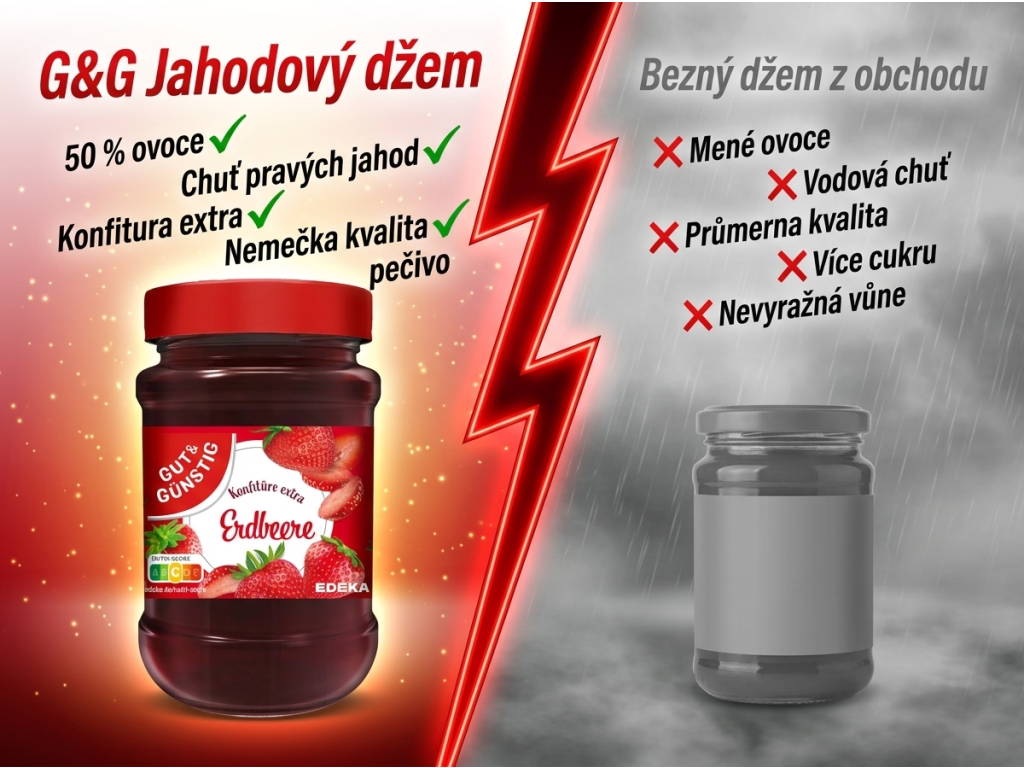 G&G jahodový džem - srovnání s běžným džemem