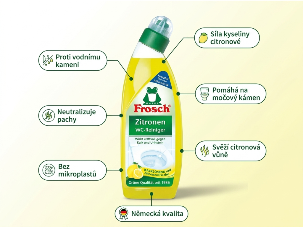 Frosch citrónový WC gel - hlavní výhody