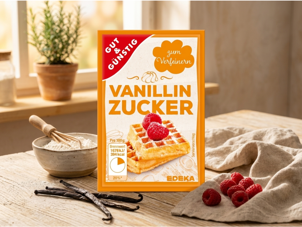 G&G vanilinový cukr v kuchyni s vanilkou a ovocem