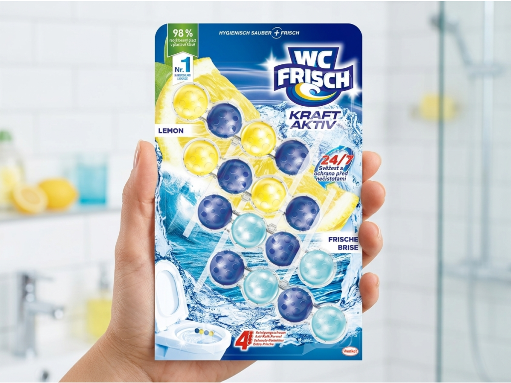 WC Frisch Lemon Frische Brise v ruce
