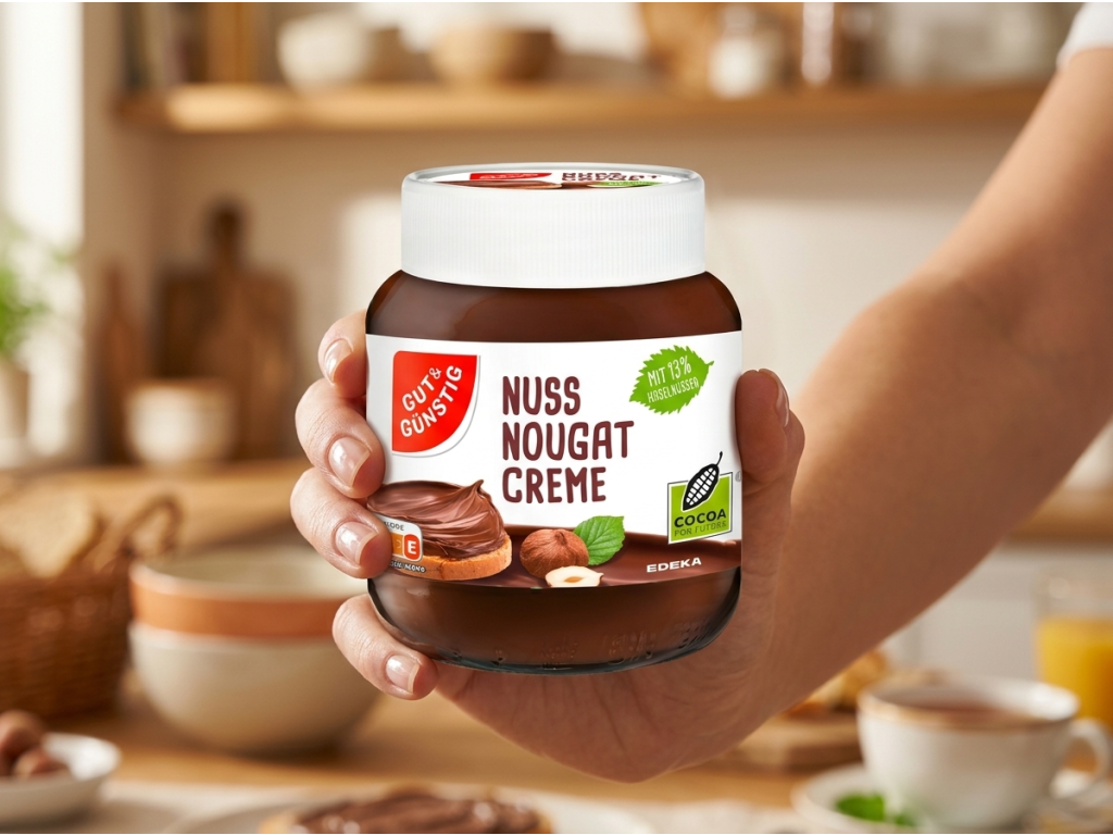 G&G Oříškový nugátový krém 400g držený v ruce