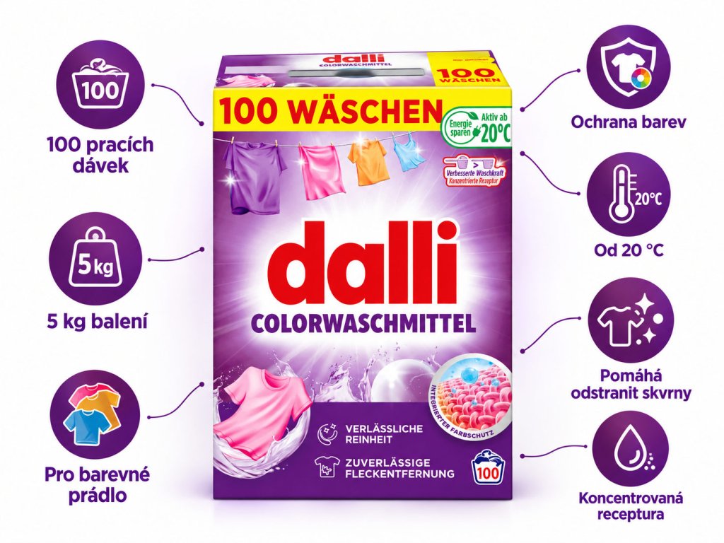 Dalli Color 5 kg – 100 dávek, ochrana barev a praní od 20 °C