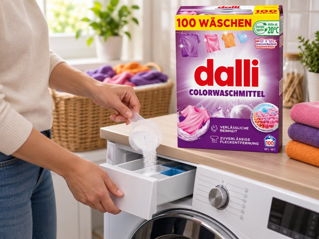 Dalli Color při odměřování pracího prášku do pračky