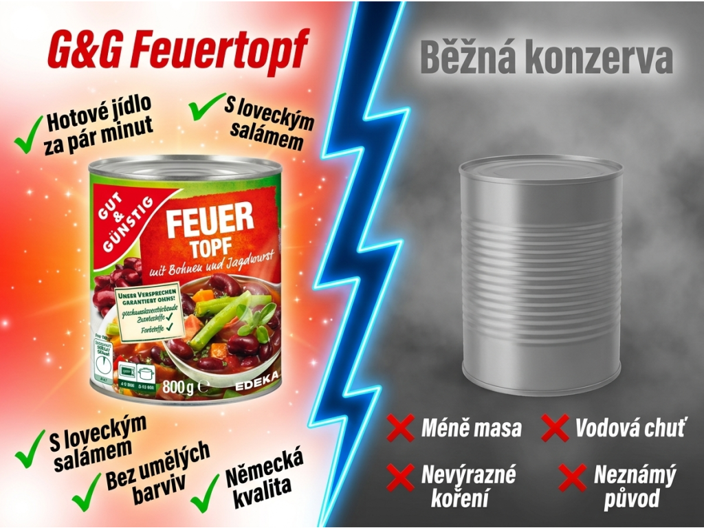 G&G Pikantní eintopf - srovnání s běžnou konzervou