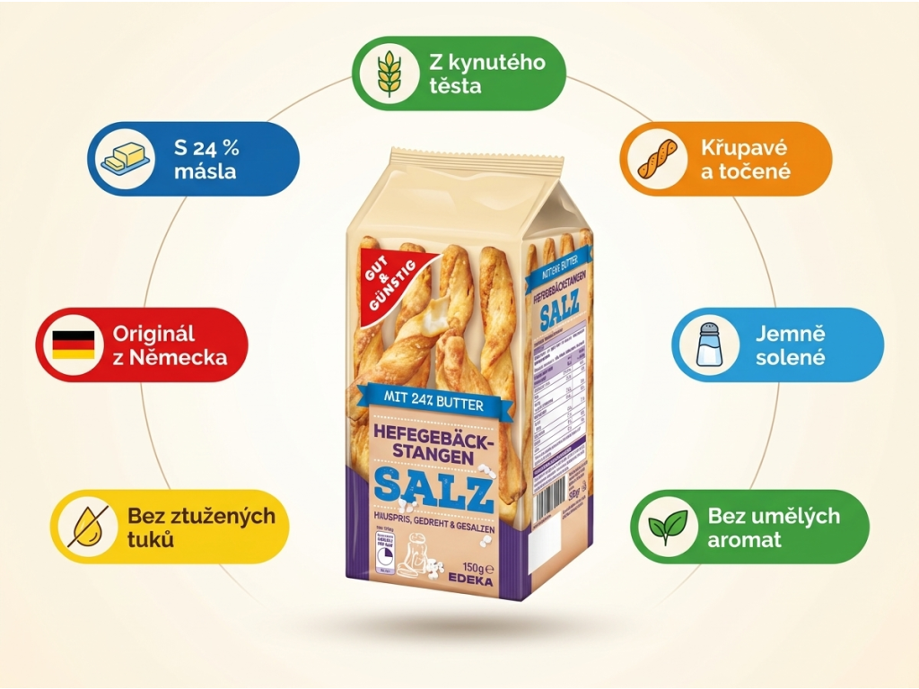 G&G Slané tyčinky z kynutého těsta - infografika výhod