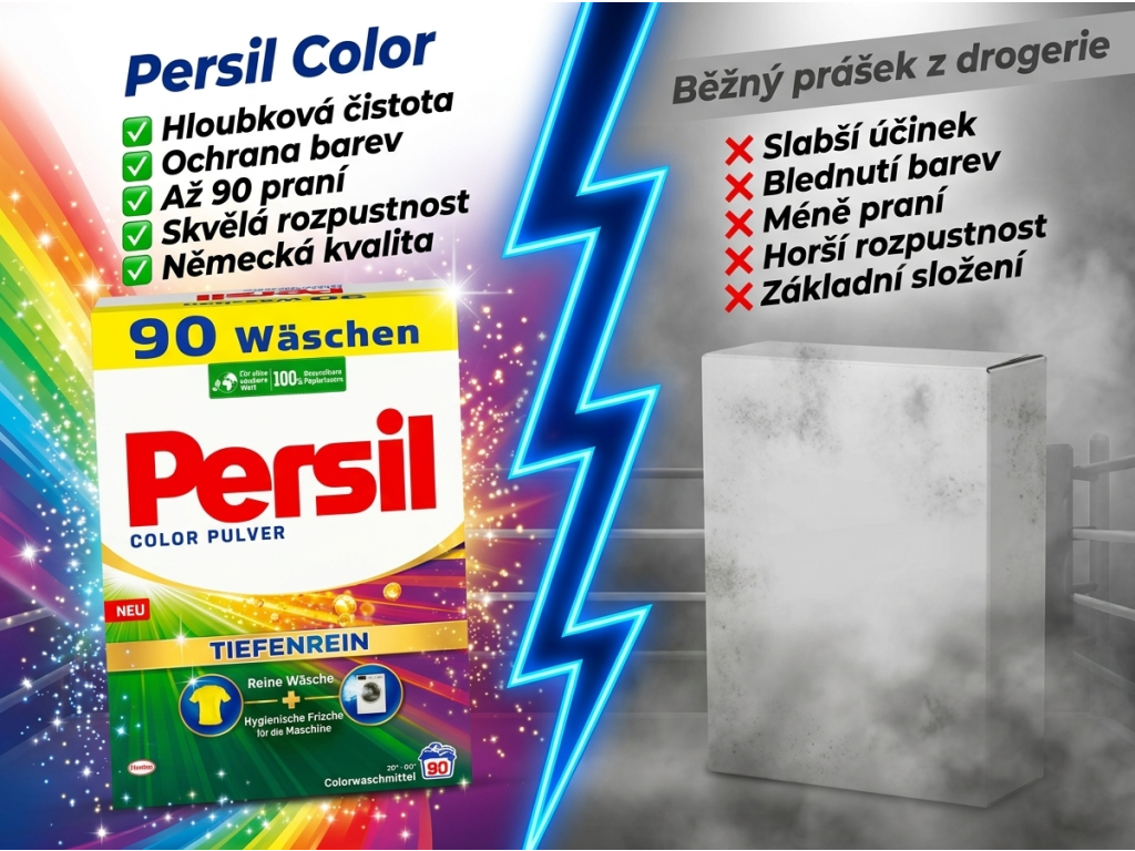 Persil Color prášek na praní vs. běžný prášek z drogerie