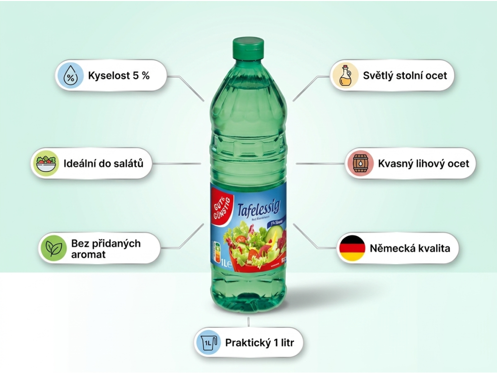 G&G Ocet bílý 1l - infografika s výhodami