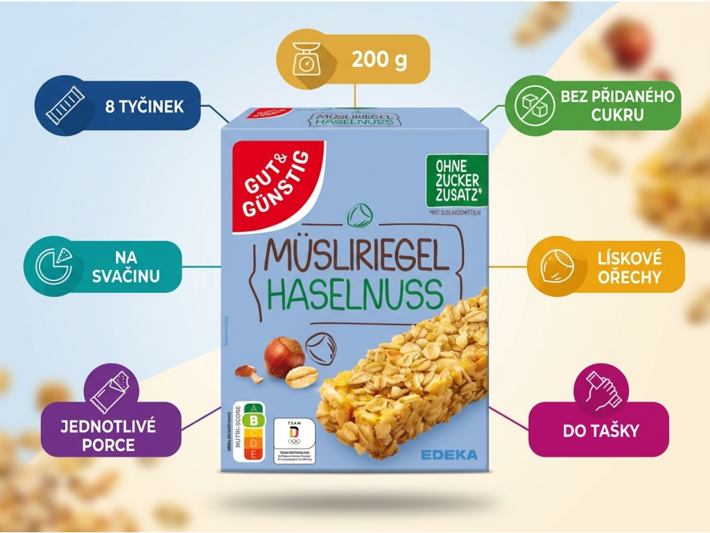 G&G müsli tyčinky s lískovými ořechy - přehled výhod
