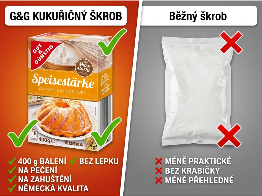 Srovnání G&G kukuřičného škrobu