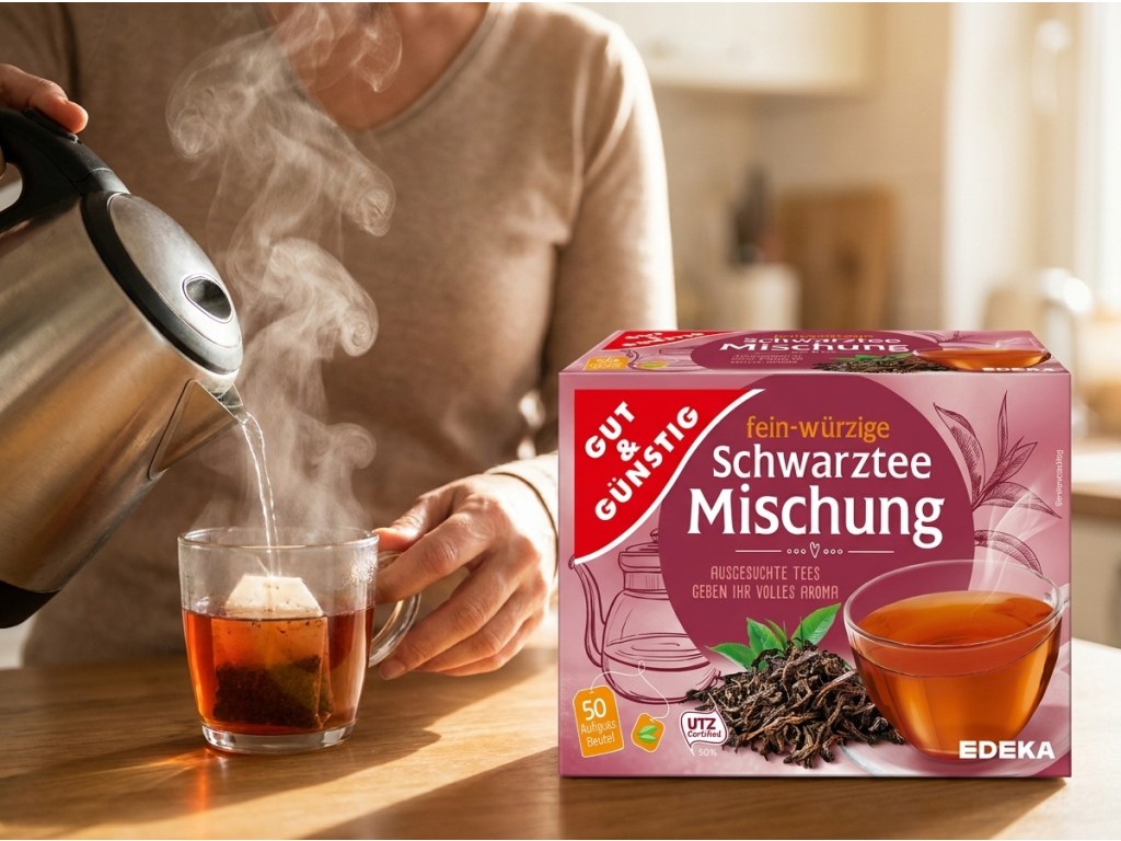 Příprava G&G černého čaje v kuchyni