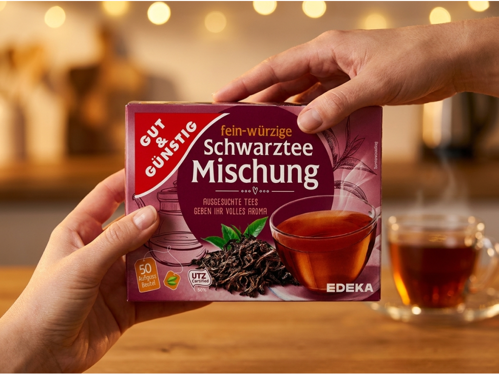 G&G černý čaj mix v ruce