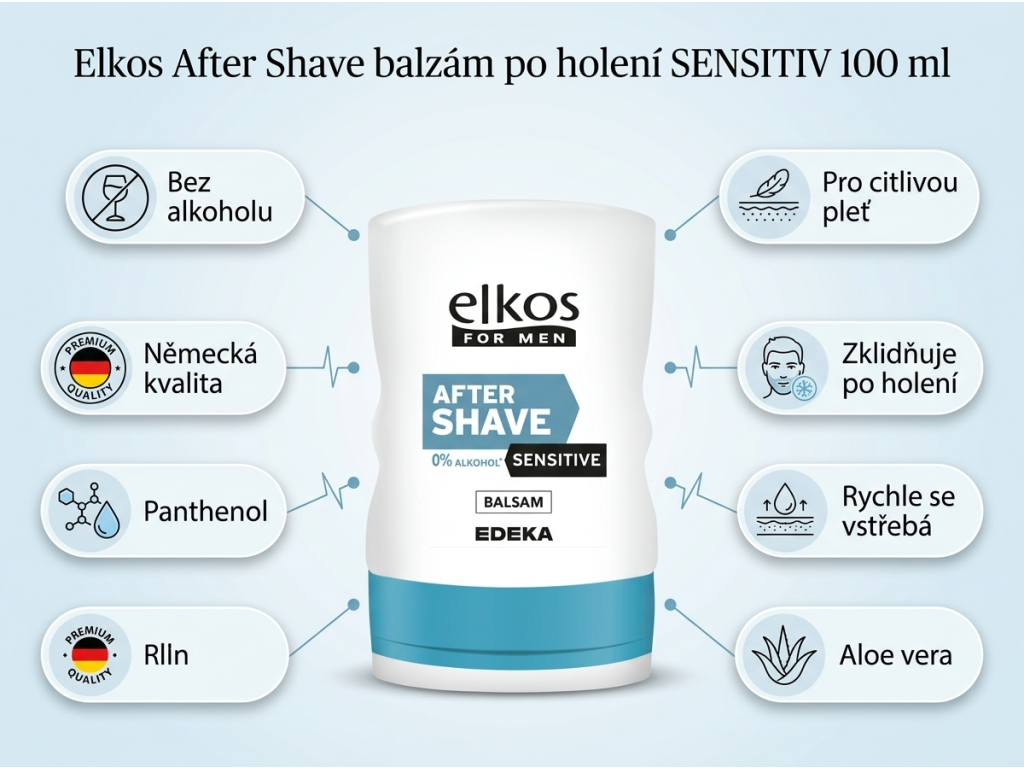 Elkos Sensitive balzám po holení 100 ml - hlavní výhody