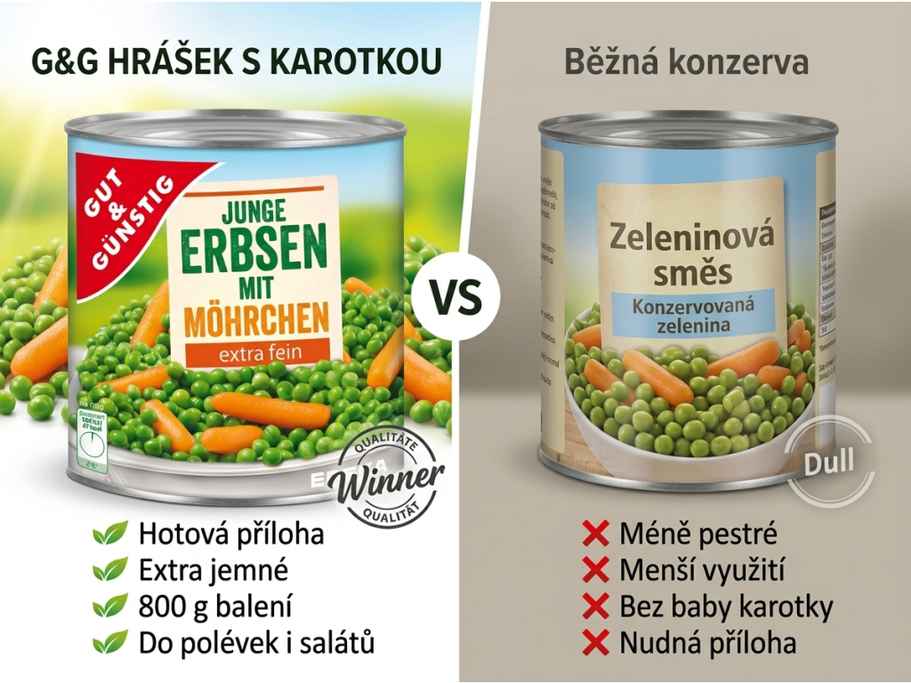 Srovnání G&G hrášku s baby karotkou