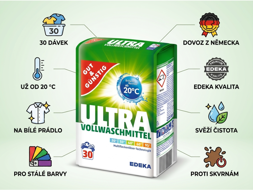 G&G Ultra univerzální prací prášek - infografika výhod