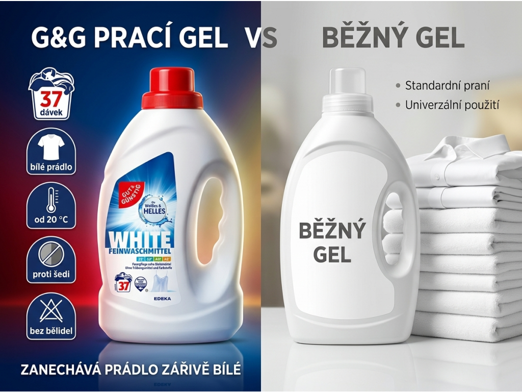 Srovnání G&G pracího gelu White
