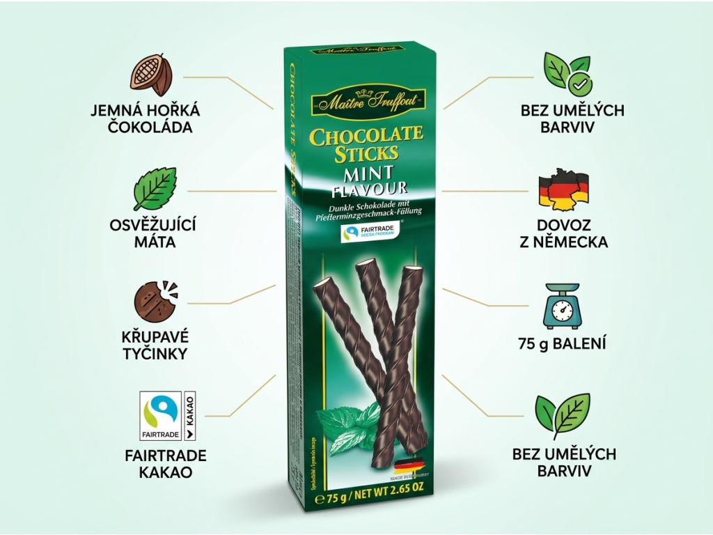 Truffout mátové čokoládové tyčinky - přehled výhod