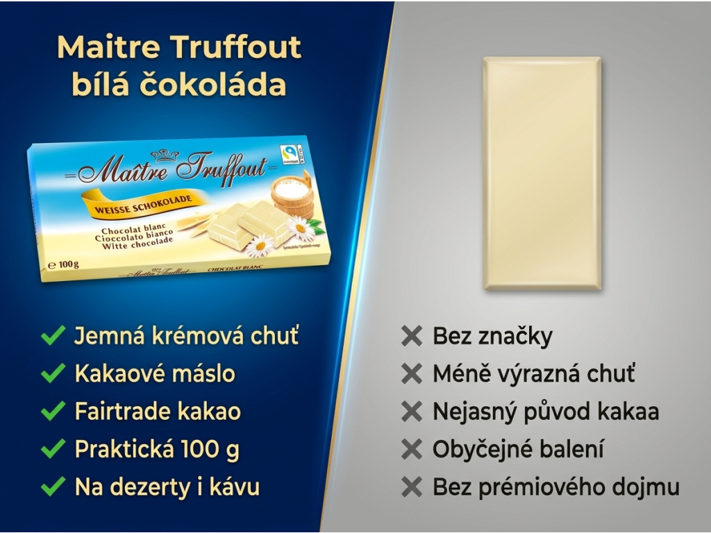 Maitre Truffout bílá čokoláda - srovnání