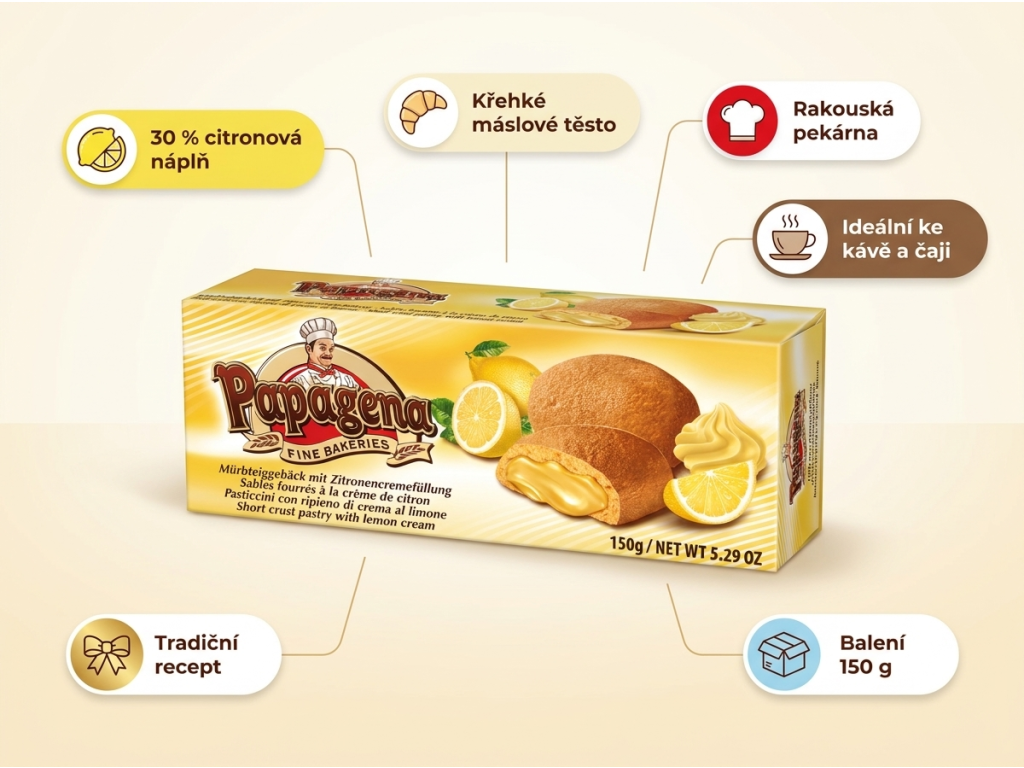 Papagena Piškoty s citronovou náplní - přehled výhod