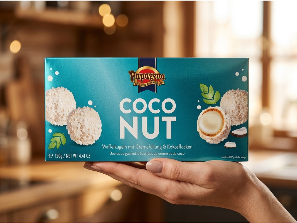 Papagena Coconut kuličky držené v ruce