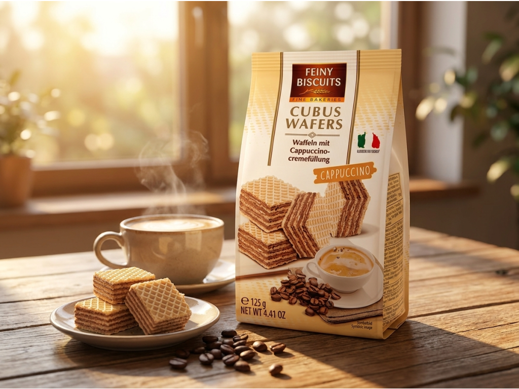 Feiny Biscuits Cappuccino oplatky 125 g - v přirozeném prostředí