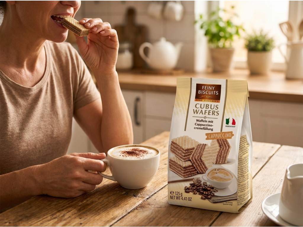 Feiny Biscuits Cappuccino oplatky 125 g - při použití