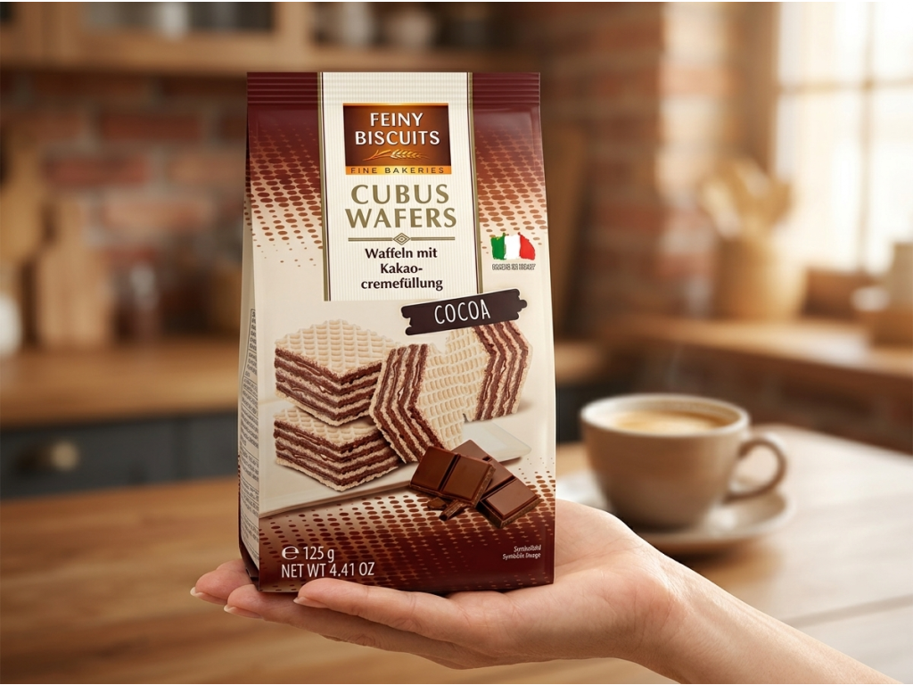 Biscuits vaflové oplatky s kakaovo-krémovou náplní 125 g - v ruce