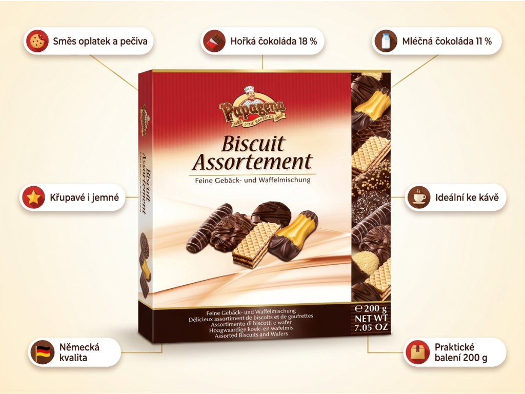 Papagena Směs oplatek a pečiva 200g - přehled výhod