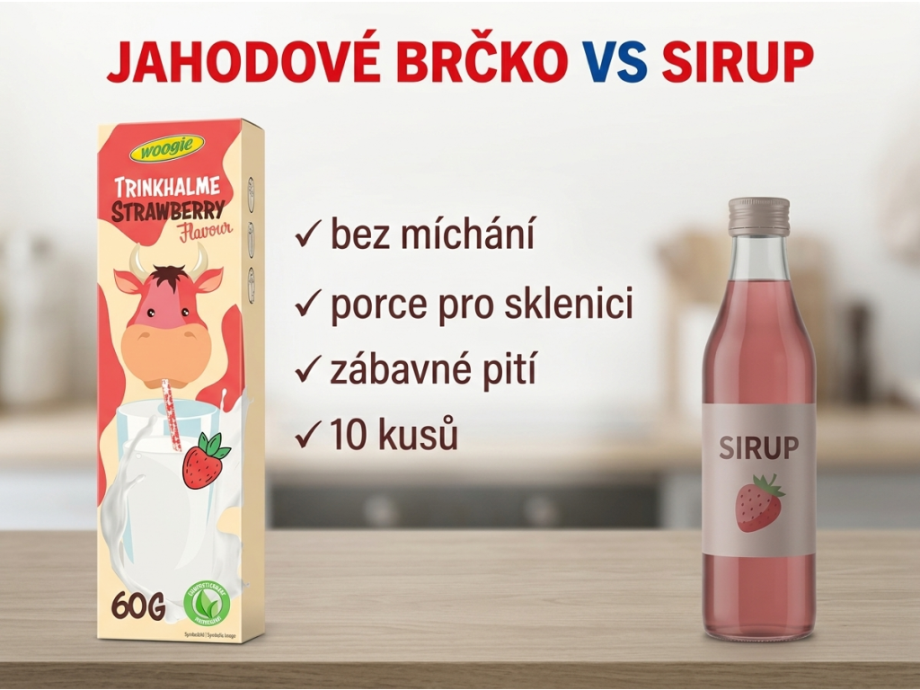 Srovnání Woogie jahodových brček se sirupem