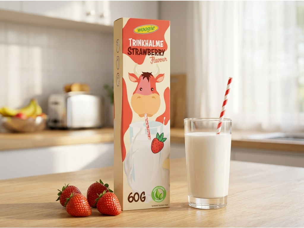 Woogie jahodová brčka s mlékem