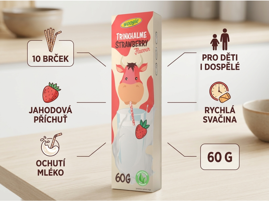 Woogie jahodová brčka - infografika
