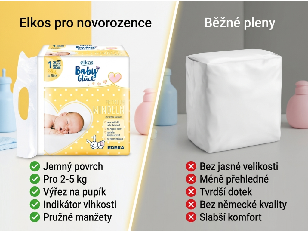Elkos Premium dětské pleny New Born - srovnání