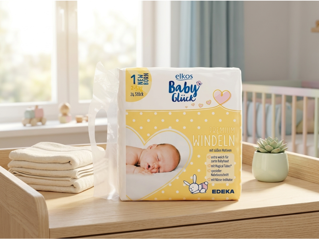 Elkos Premium dětské pleny New Born v dětském pokoji