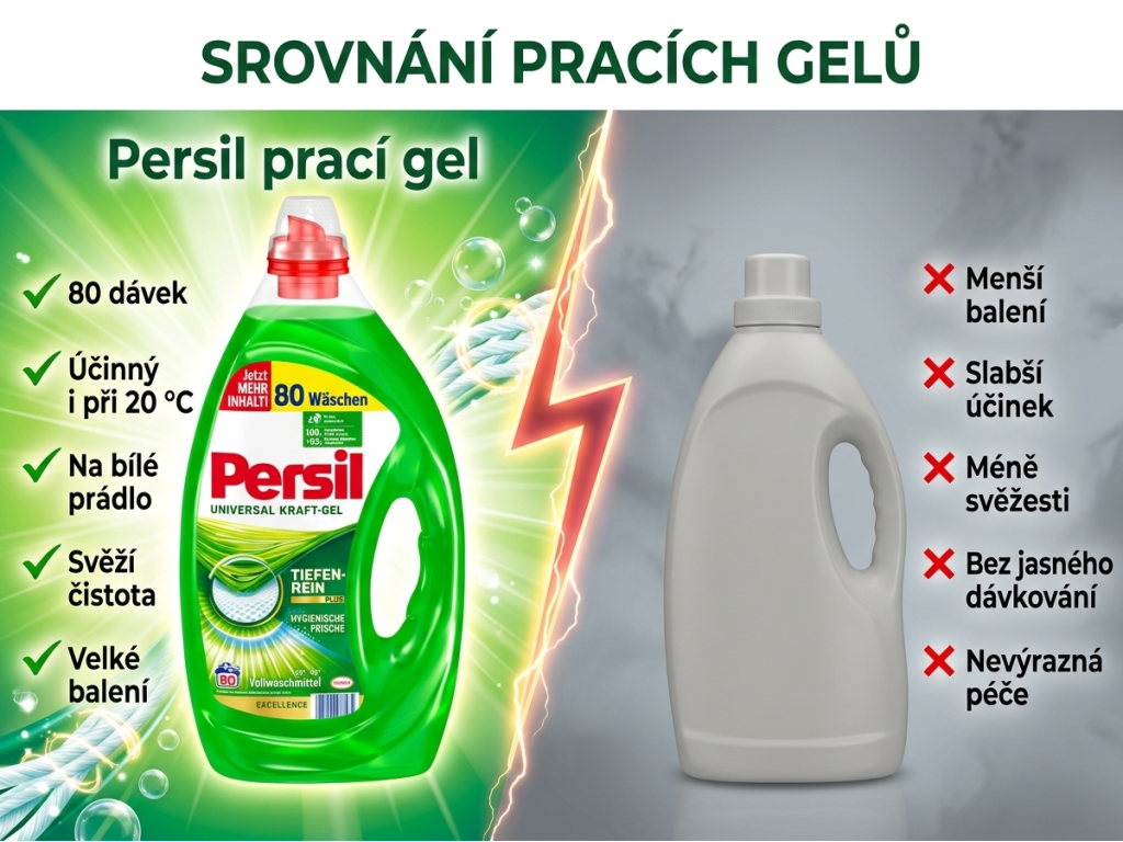 Srovnání pracího gelu Persil s běžným gelem
