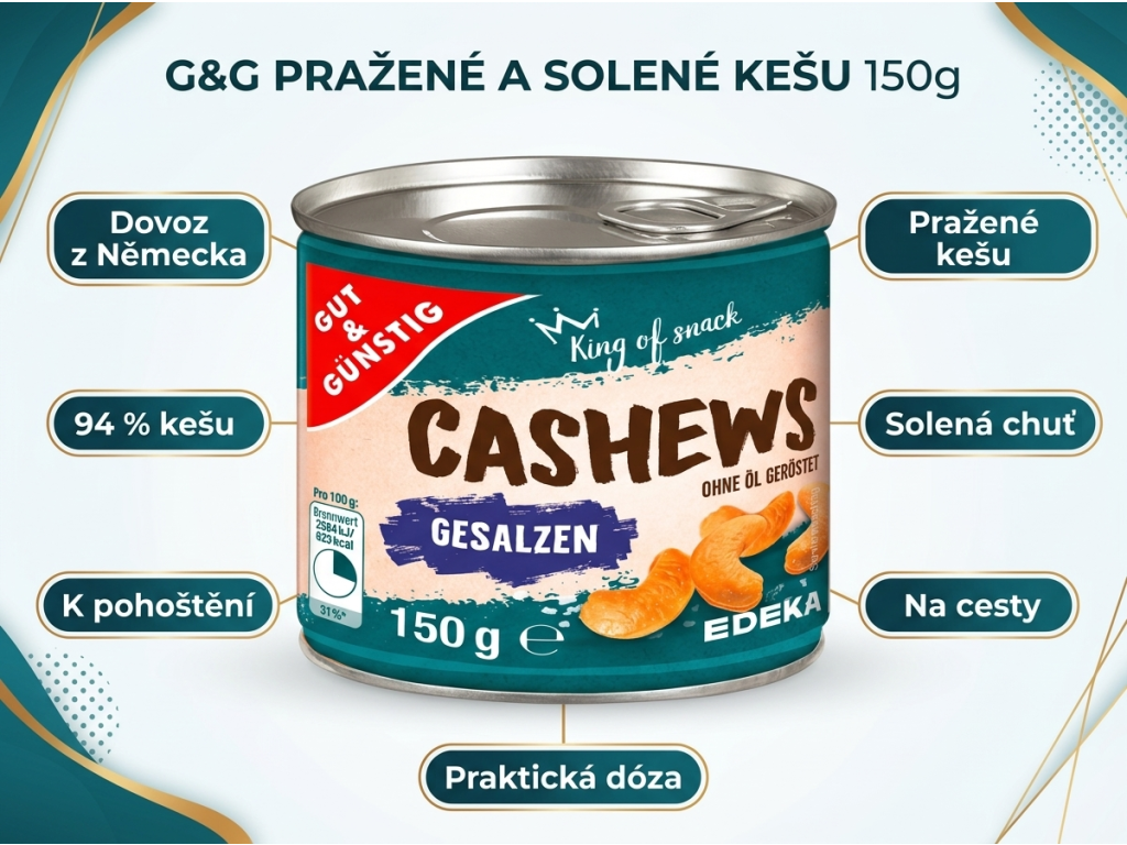 G&G kešu oříšky - výhody