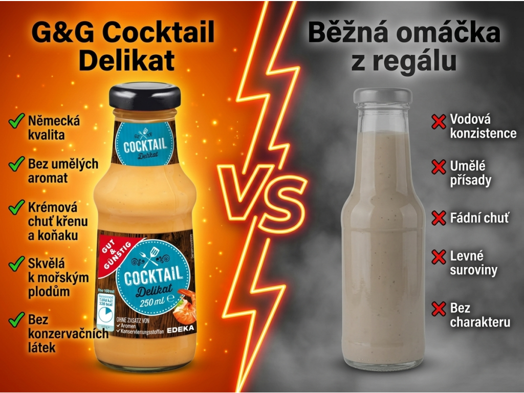 Srovnání G&G koktejlové omáčky s běžnou omáčkou