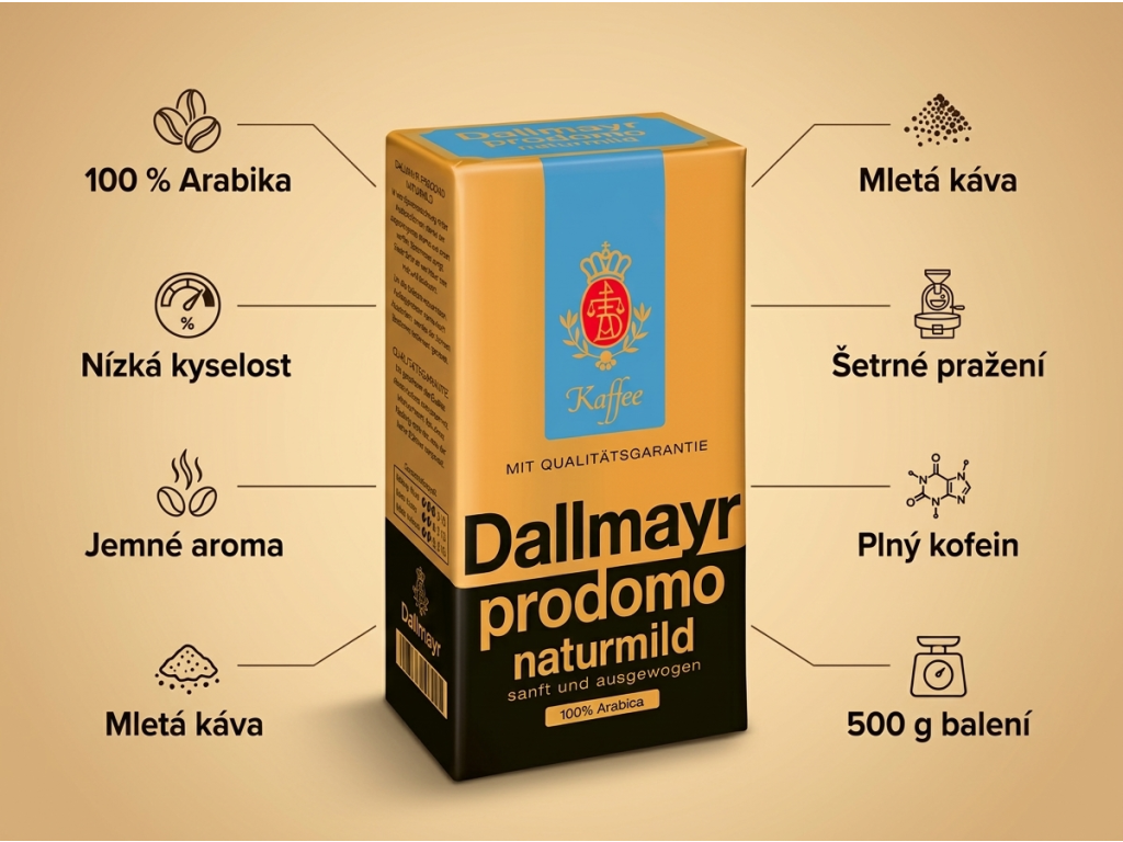 Dallmayr Prodomo Naturmild mletá káva - benefity