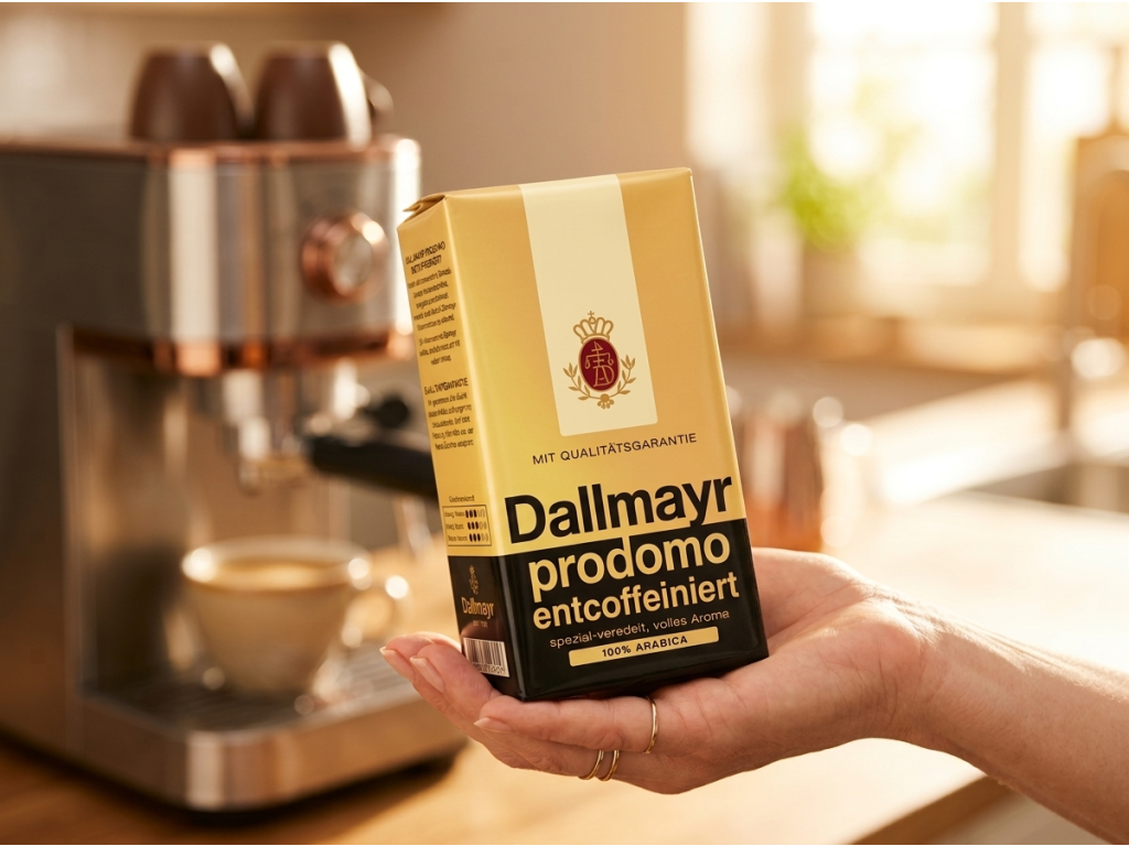 Dallmayr Prodomo bez kofeinu v ruce