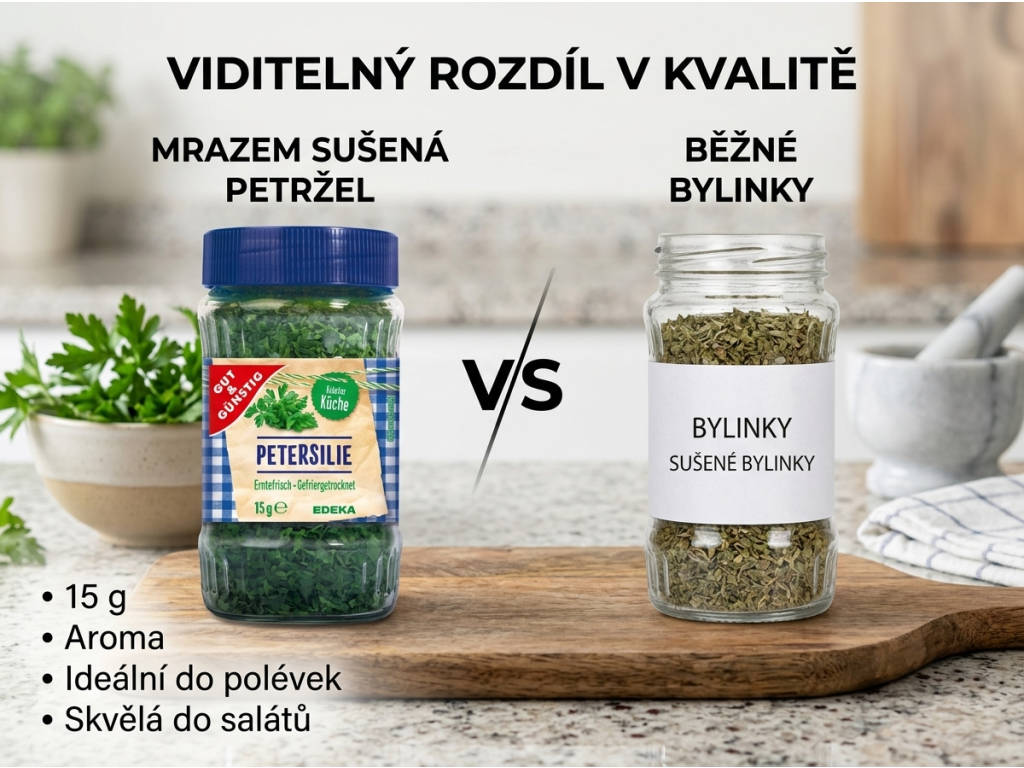 Srovnání G&G mrazem sušené petržele
