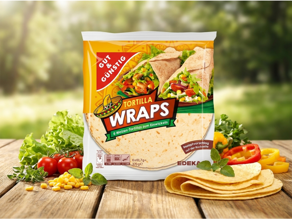 G&G tortilové wrapy 370g - servírování s čerstvou zeleninou
