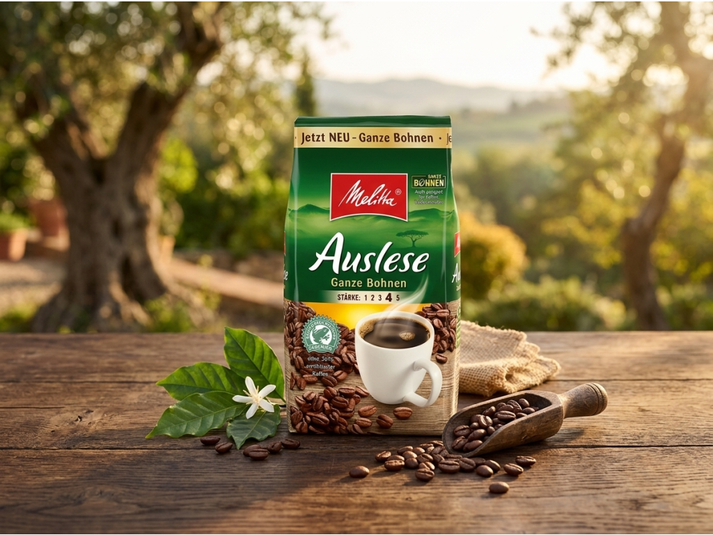 Melitta Auslese zrnková káva v přírodním prostředí