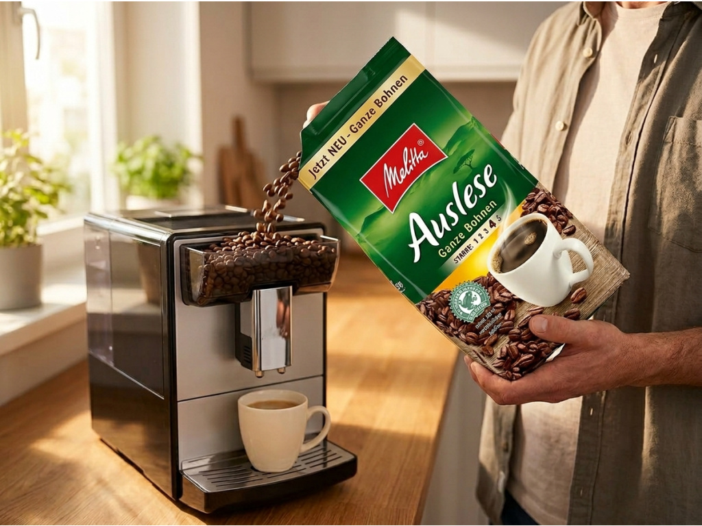 Melitta Auslese zrnková káva při přípravě v kávovaru